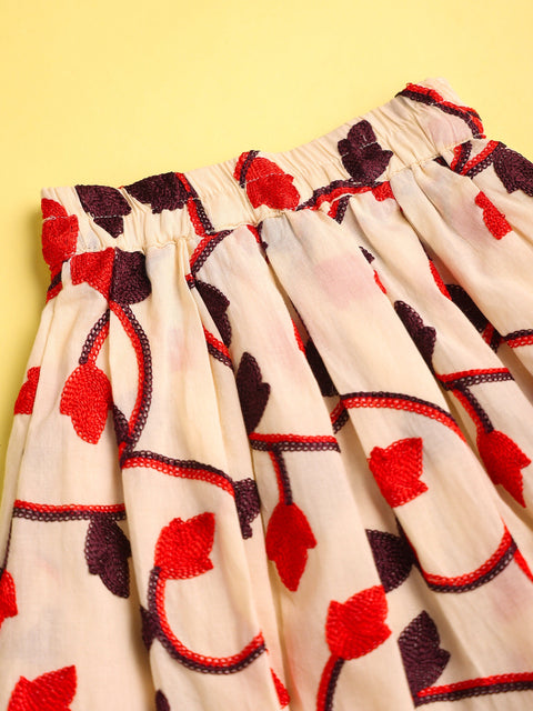 Pre-Order- GIRLS  KURTA AND SKIRT  SET-BEIGE