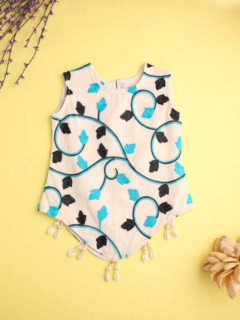 Pre-Order- GIRL TOP AND DHOTI PANT SET-TURQ