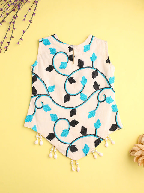 Pre-Order- GIRL TOP AND DHOTI PANT SET-TURQ