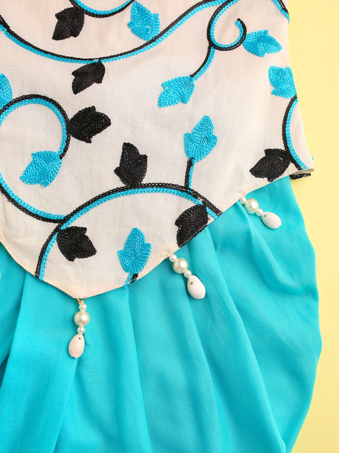Pre-Order- GIRL TOP AND DHOTI PANT SET-TURQ