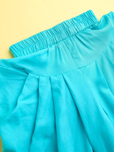 Pre-Order- GIRL TOP AND DHOTI PANT SET-TURQ