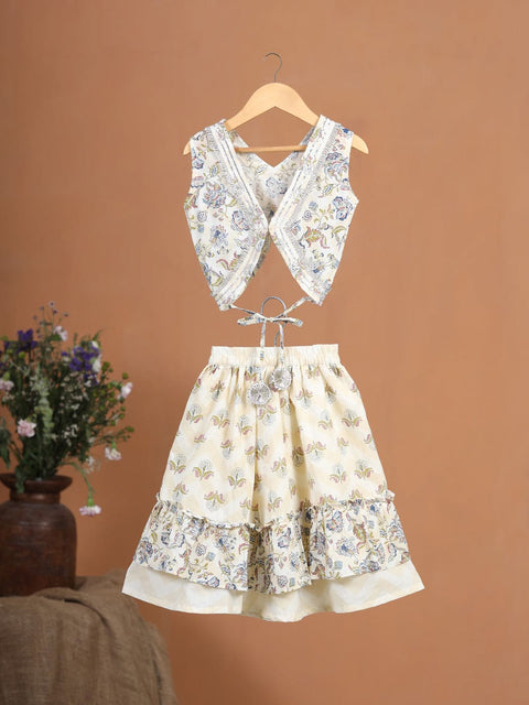 Pre-Order- GIRL SKIRT TOP SET-BEIGE