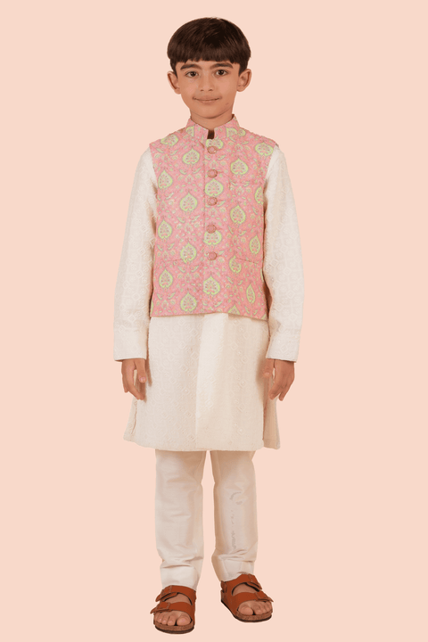 Pre-Order: Printed Bandi Set - Offwhite and Pink