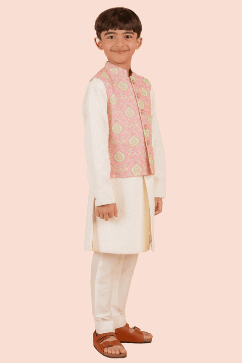 Pre-Order: Printed Bandi Set - Offwhite and Pink