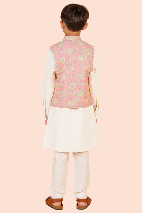 Pre-Order: Printed Bandi Set - Offwhite and Pink