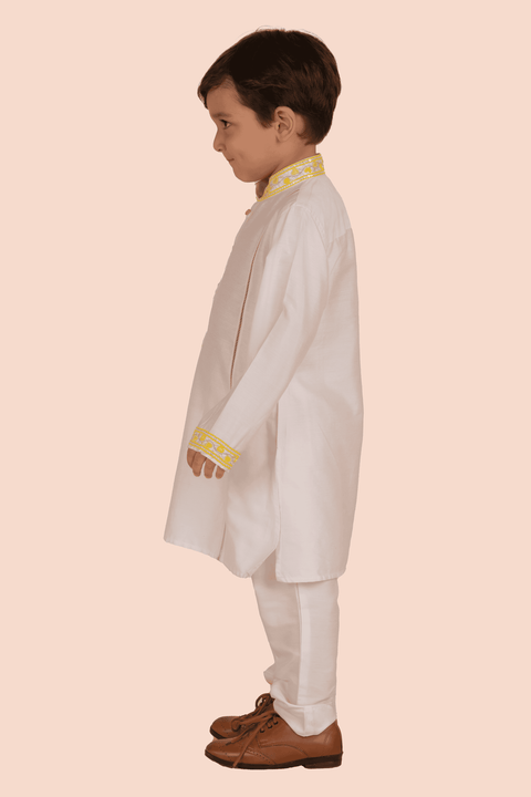 Pre-Order: Kurta Set with Heart Embroidery on Collar and Sleeve - Light Pink