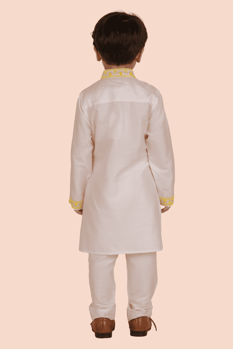 Pre-Order: Kurta Set with Heart Embroidery on Collar and Sleeve - Light Pink