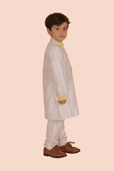 Pre-Order: Kurta Set with Heart Embroidery on Collar and Sleeve - Light Pink