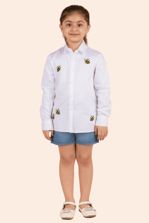 Pre-Order: White Shirt with Bee Embroidery