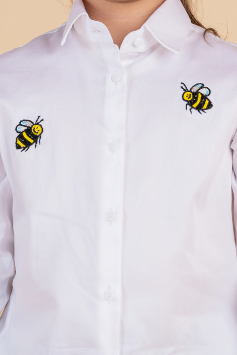 Pre-Order: White Shirt with Bee Embroidery