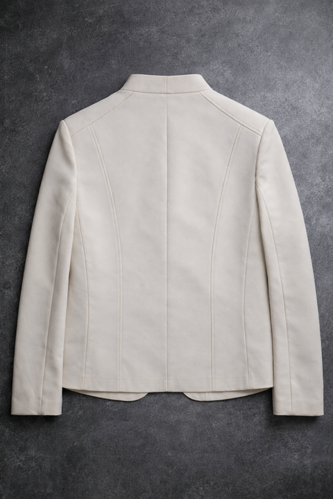 Pre-Order: The Space Themed Off White Colour  Zipper Bomber Jacket with Black pants