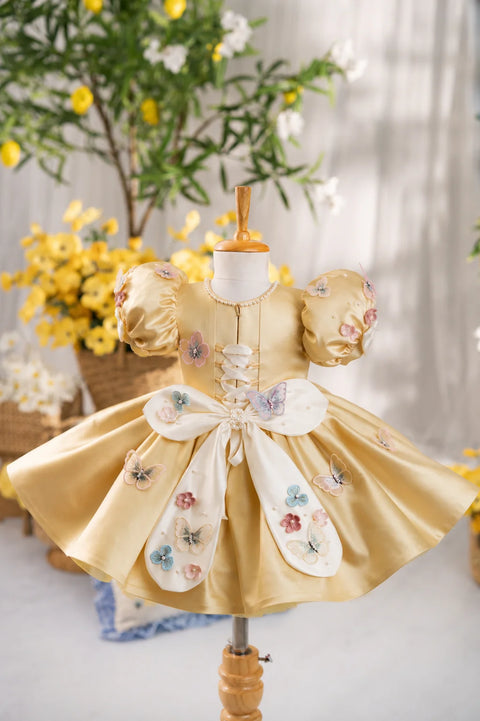 Pre-Order: Flora Butterfly Dress In Golden