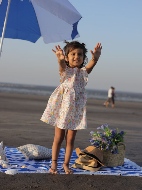 Pre-Order: Icecream and Candies Print Pure Linen Dress