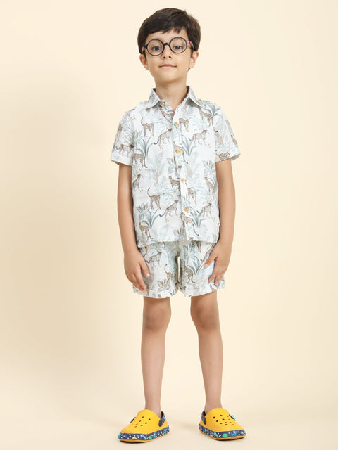Pre-Order: White Leopard Printed Pure Linen  Premium Co-ords