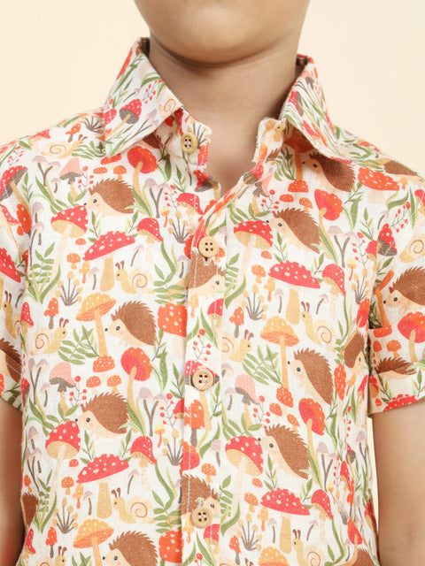 Pre-Order: Mushrooms Printed Pure Linen  Premium Co-ords