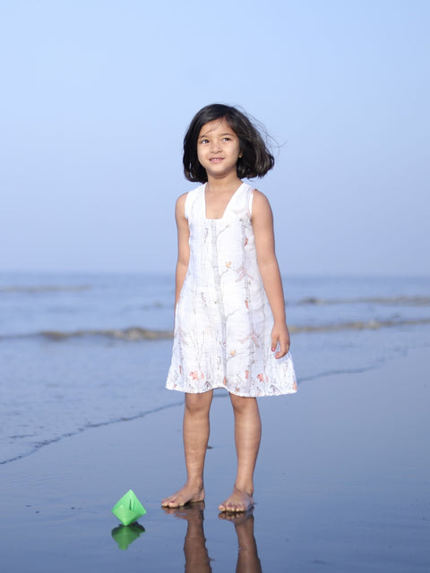 Pre-Order: Climbing Bear Print Pure Linen Dress