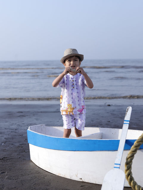 Pre-Order: Party Animals Themed Printed Pure Linen  Premium Co-ords