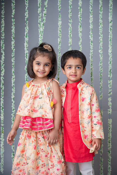 Pre-Order: Floral Printed Jacket Set with Pant