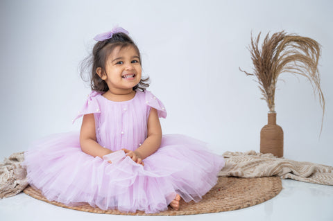 Pre-Order: Lavender Net Dress with Bow