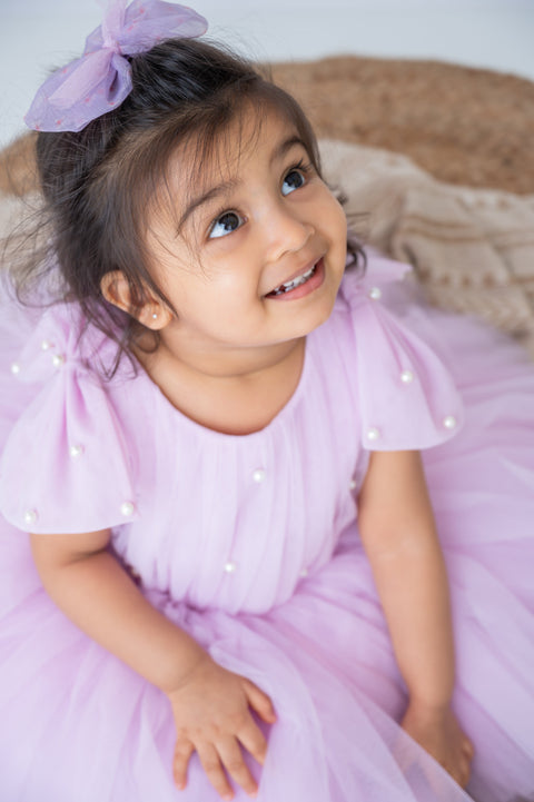 Pre-Order: Lavender Net Dress with Bow