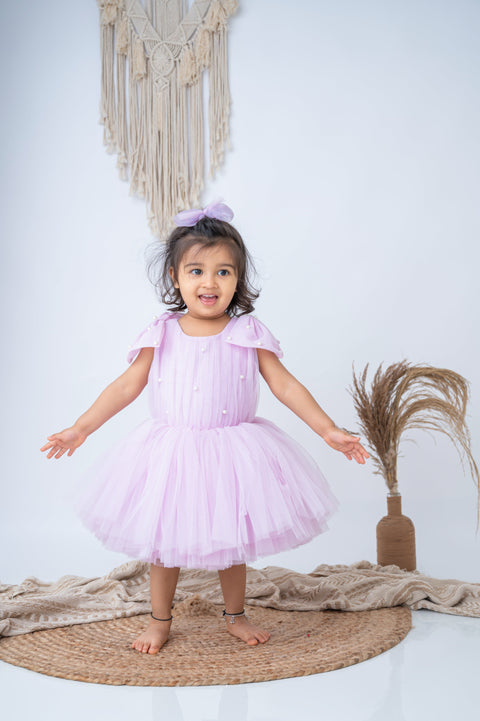 Pre-Order: Lavender Net Dress with Bow