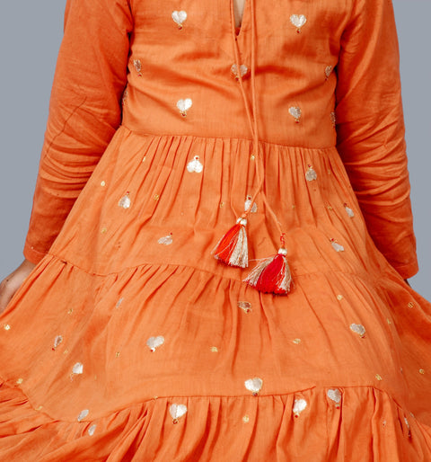 Pre-Order: Meher Tiered Malmal Dress Det