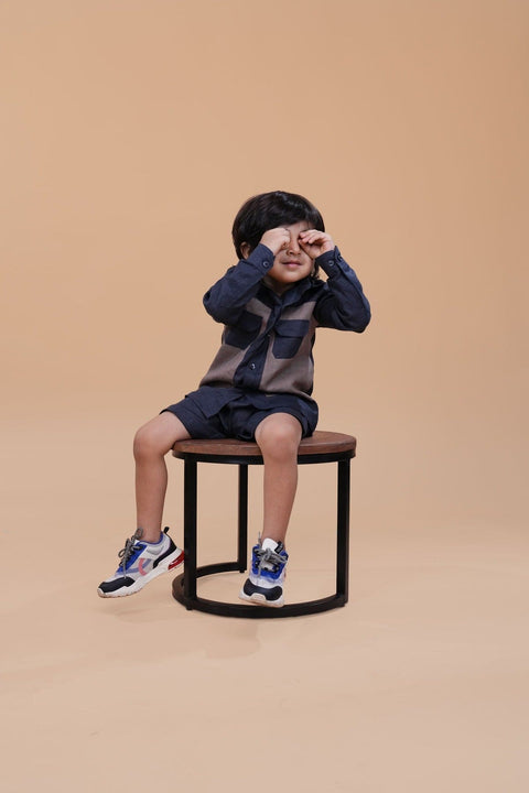 Pre-Order: Designer Pocket Pure Linen Coord (Charcoal Grey brown Colour)