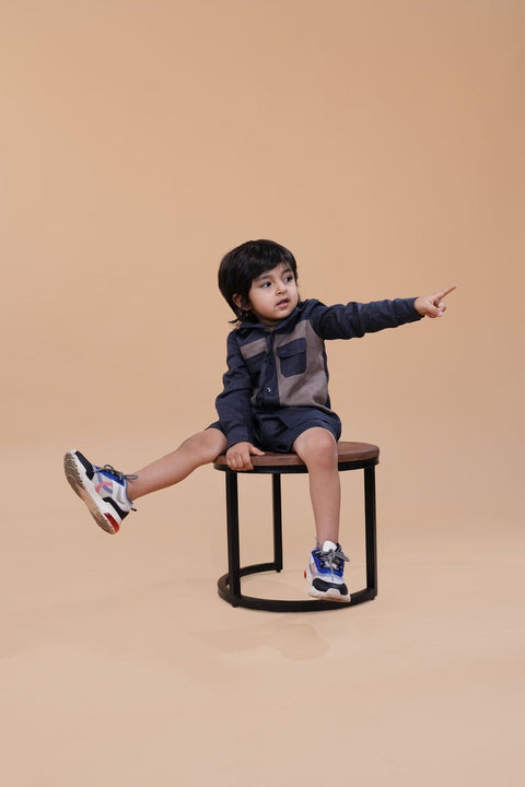 Pre-Order: Designer Pocket Pure Linen Coord (Charcoal Grey brown Colour)