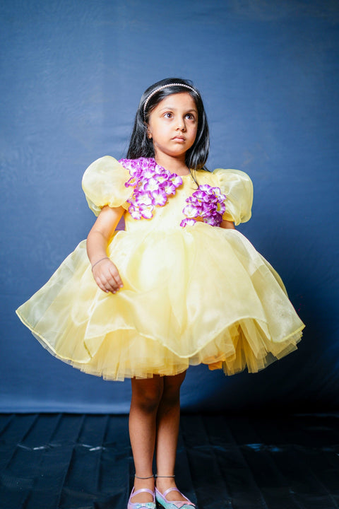 Pre-Order: Yellow Flower Organza Dress