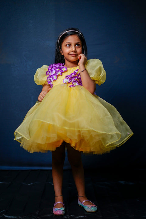 Pre-Order: Yellow Flower Organza Dress