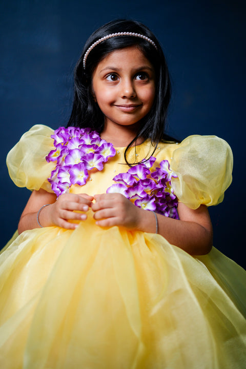Pre-Order: Yellow Flower Organza Dress