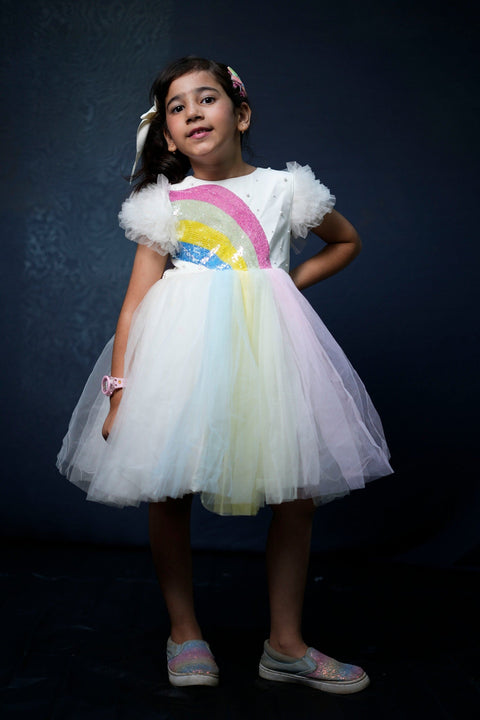 Pre-Order: Rainbow Satin/Net Dress