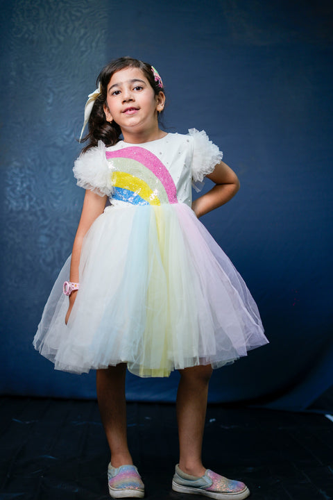 Pre-Order: Rainbow Satin/Net Dress