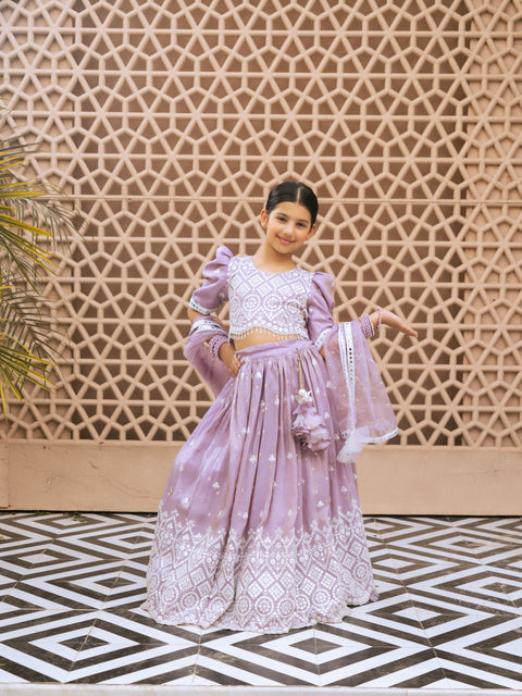 Pre Order : Lilac Bloom Lehenga Set