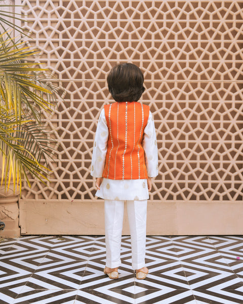 Pre Order : Orange Faux Mirror Jacket Set
