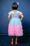 Pre-Order: Blue/Pink Layered Frilled Dress