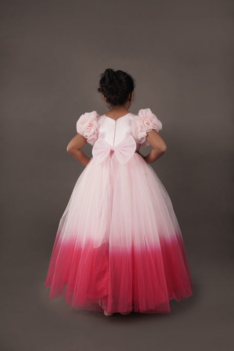 Pre-Order: Pink Shaded Butterfly Ankle Length Gown