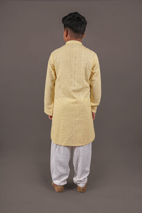 Pre-Order-Yellow Lucknowi Kurta Set