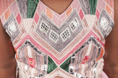 Pre-Order: Multicolour Sequins Embroidered Lehenga Choti Set