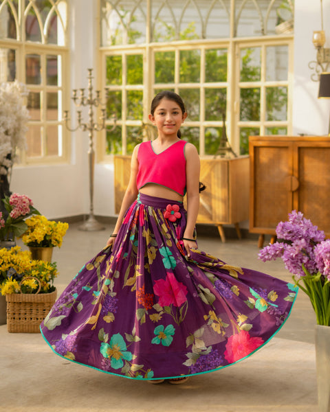 Pre Order : Pink Crop Top & Skirt Set