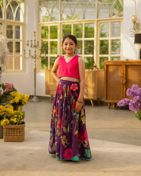 Pre Order : Pink Crop Top & Skirt Set