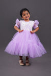 Pre-Order: Lt. Purple Dress with Pearl Embroidered on Sleeves