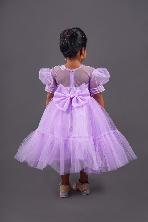 Pre-Order: Lt. Purple Dress with Pearl Embroidered on Sleeves