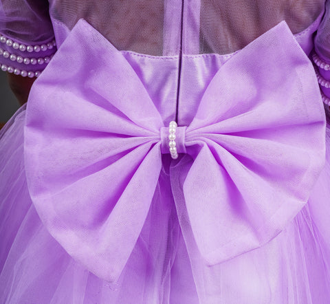 Pre-Order: Lt. Purple Dress with Pearl Embroidered on Sleeves
