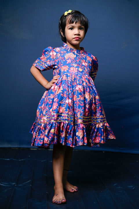 Pre-Order: Blue Flower Printed Dress