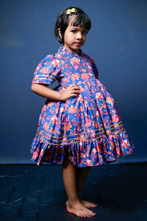 Pre-Order: Blue Flower Printed Dress