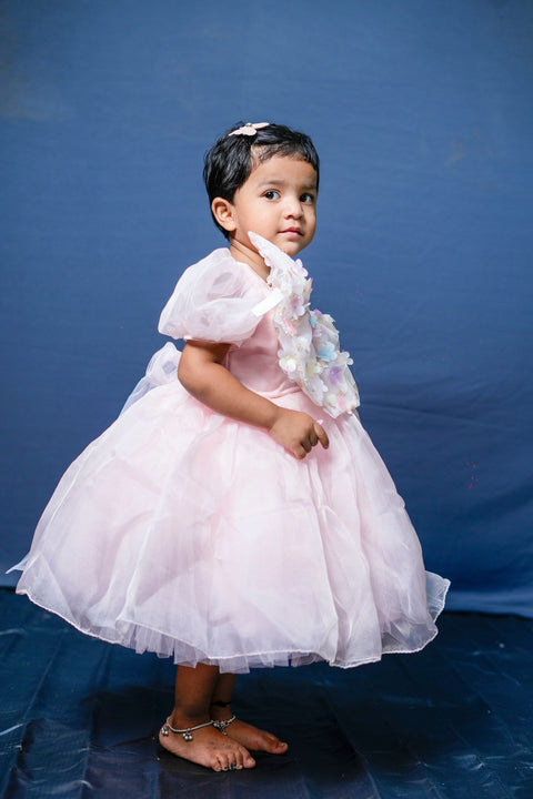 Pre-Order: Pink Flower Bow Organza Dress