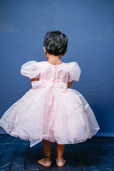 Pre-Order: Pink Flower Bow Organza Dress