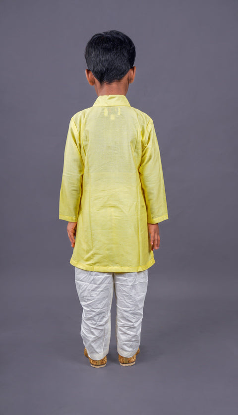 Pre-Order: Yellow Gold Printed Jacket Kurta Set