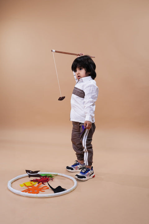 Pre-Order: Striped Pure Linen  Premium Co-ords -  White - Brown